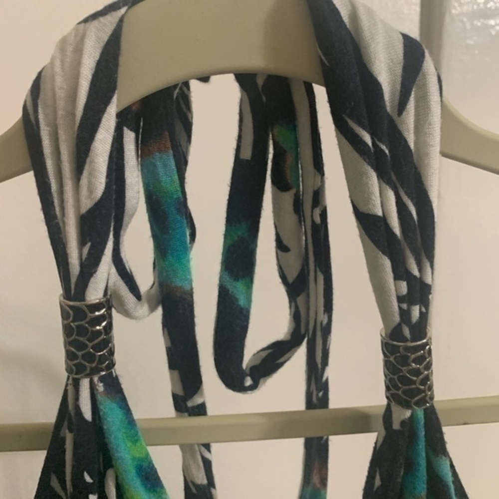 Express black,‎ white & teal halter dress Small - Picture 5 of 7